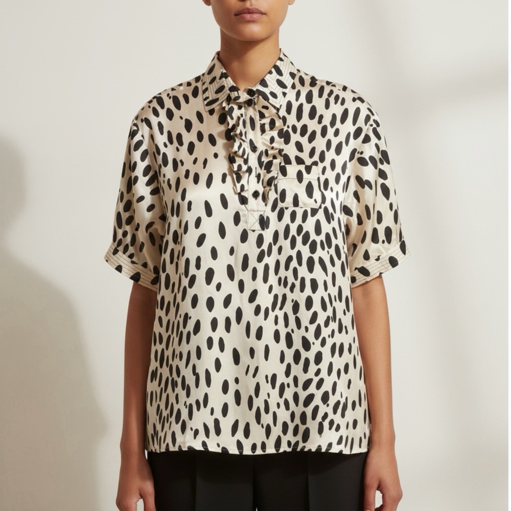 Sonia Rykiel Cream and Black Polka Dot Blouse